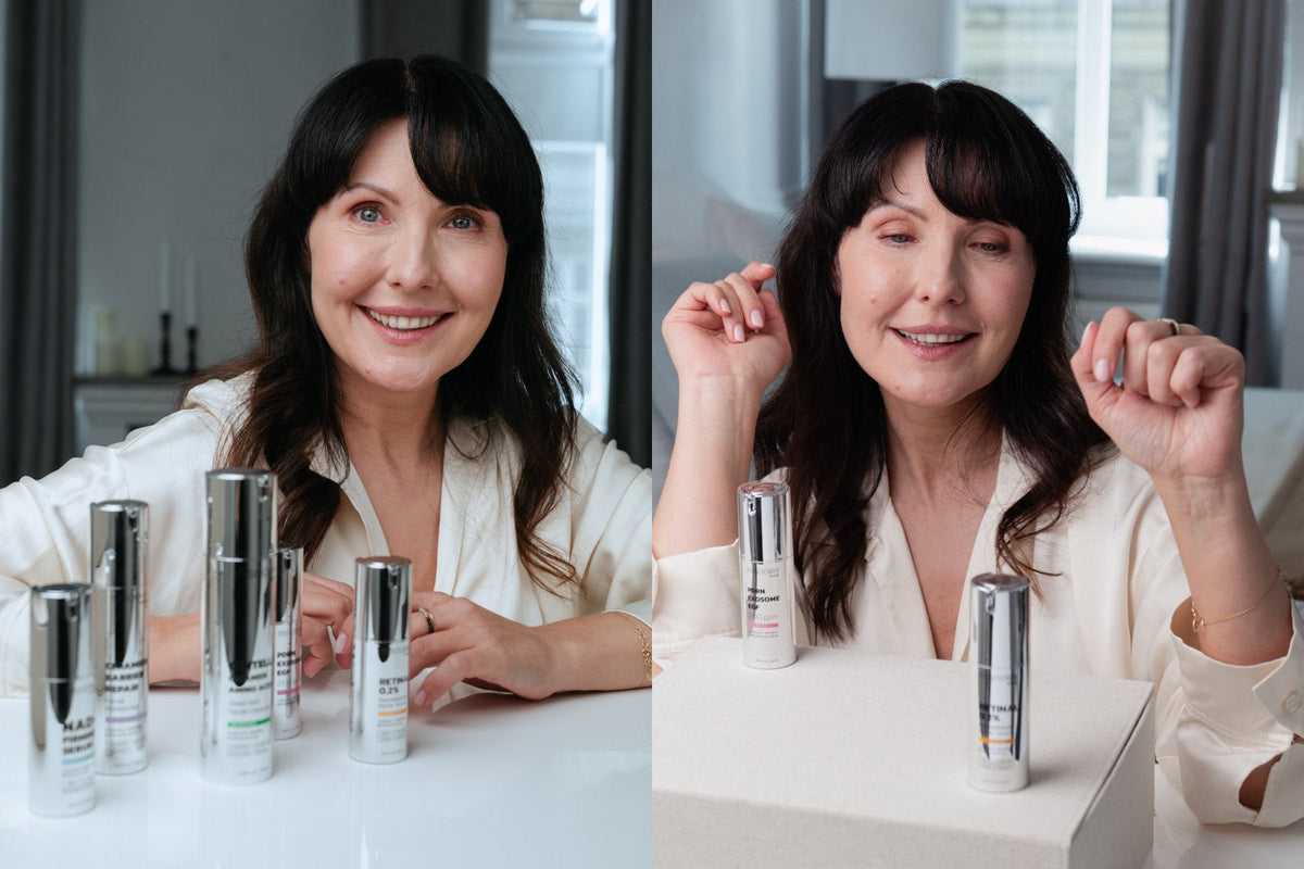 Two smiling women in their 50s with MISOORA serums
